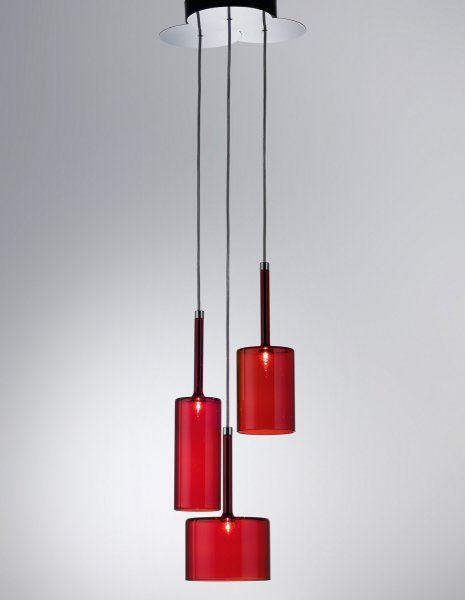 Crystal, red, grey and bronze Spillray triple cluster light from Axo Light