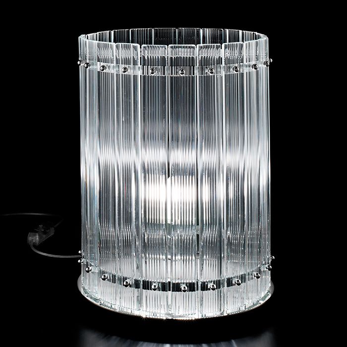 Large Nastri ribbed glass table lamp from Venini