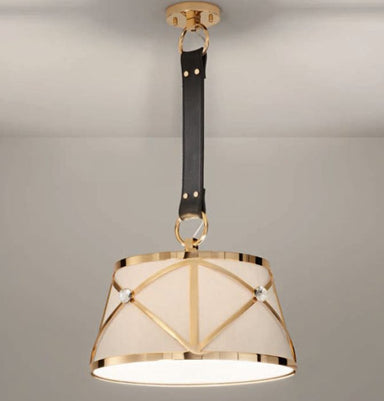 Modern pendant light with Swarovski gem &  faux leather strap