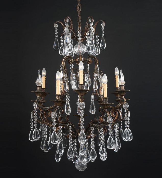Classic Bohemian crystal chandelier with nine lights