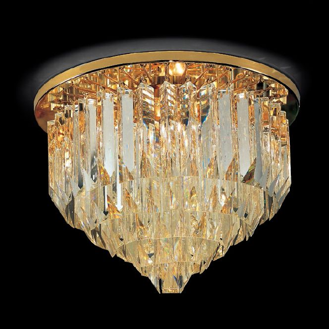 Lead crystal prism ceiling light with Murano glass options