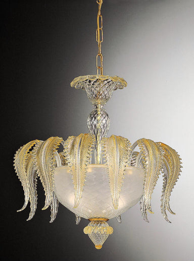 Venetian pendant with clear glass & gold leaves