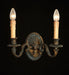 Louis XV-style antiqued brass two-light wall sconce