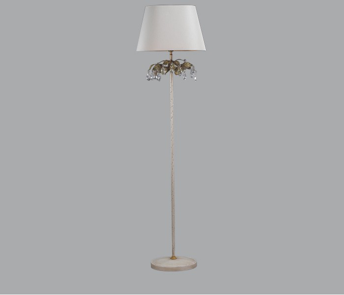 Floor lamp with silver fruit and glass crystals