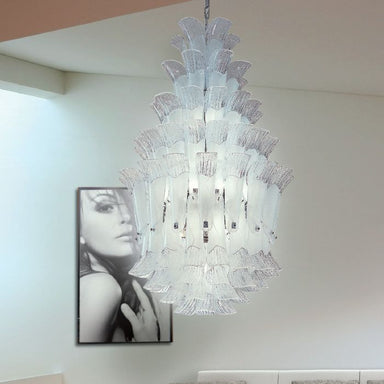 110 cm tall pink white or amber Murano glass chandelier