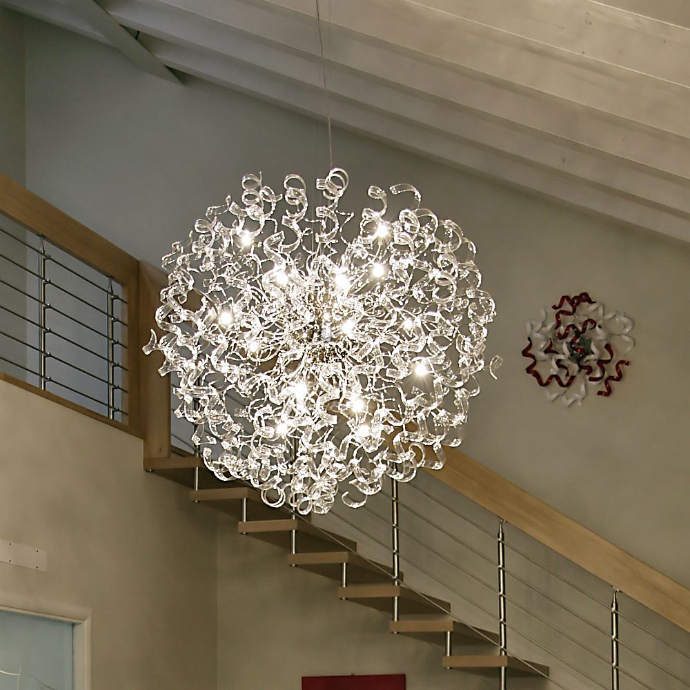 115cm Clear Glass Ribbon Chandelier | Large Ribbon Chandelier Lighting | Metal Lux Astro | 206.190.01