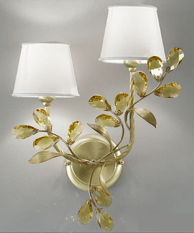 Light Amber Scholer Crystal Wall Lamp With Cream Shades