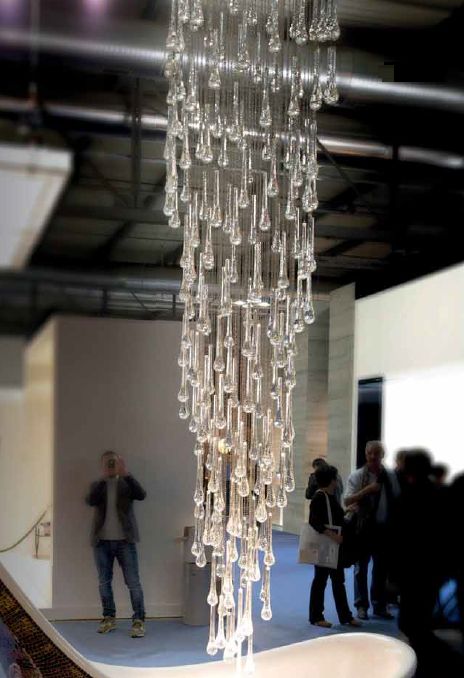 450 cm tall Murano glass Goccia stairwell chandelier