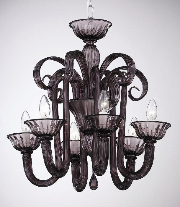 6 light amethyst Murano glass chandelier