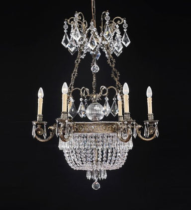 9 Light French Gold Chandelier with Crystals