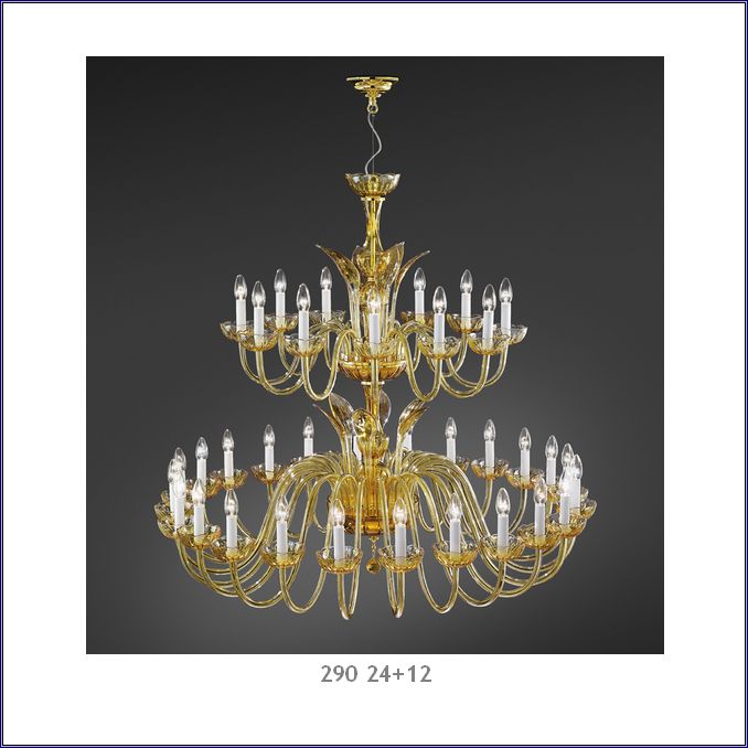 Clear or amber glass handblown chandelier from Italy