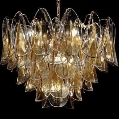 75 cm mid-century amber Murano glass petali chandelier