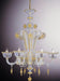 Murano glass 6 arm chandelier with blue and gold details