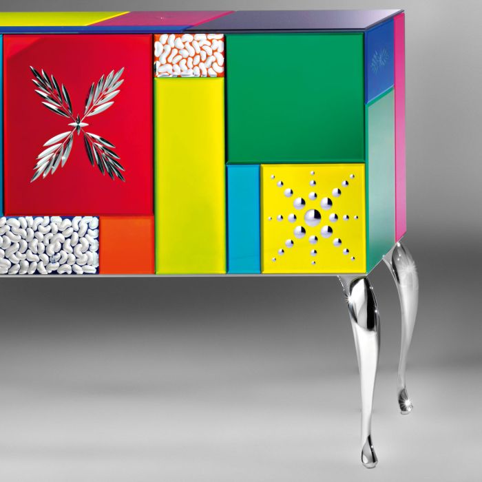 Multi-coloured bespoke Venetian glass sideboard