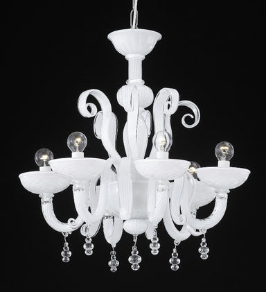White Murano glass and crystal chandelier