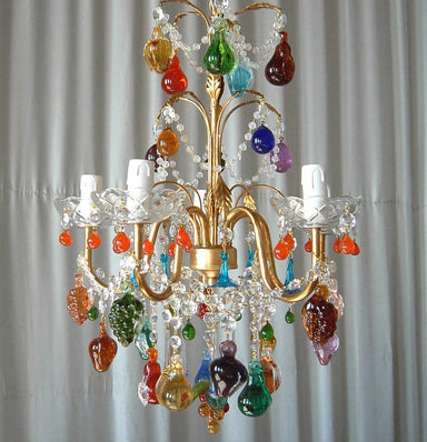 5 arm colourful Murano glass fruit chandelier