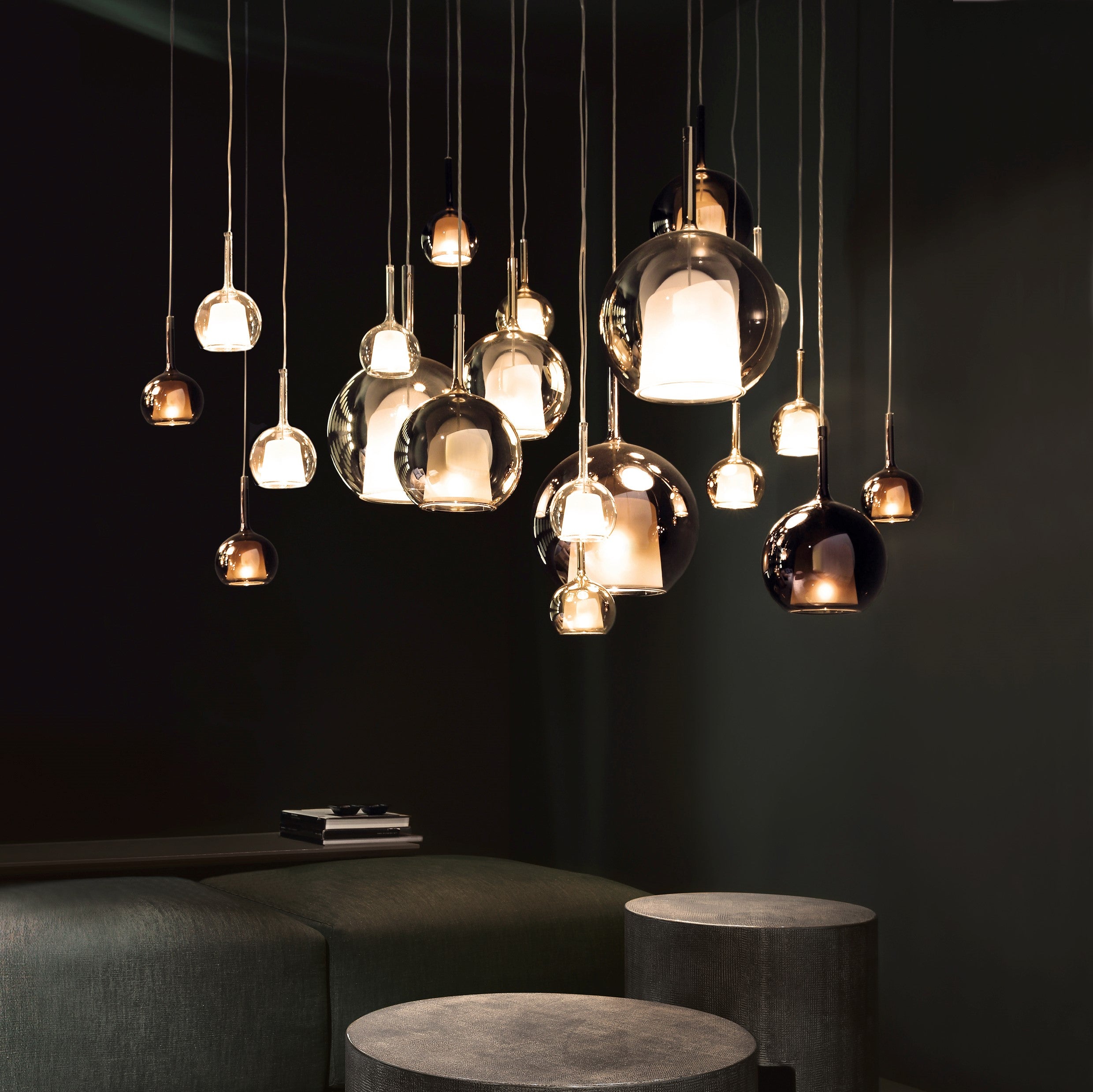 Penta round glass pendant light