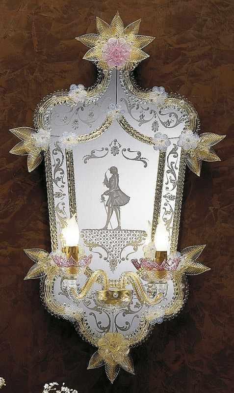 Elaborate Venetian Mirror Wall Sconce