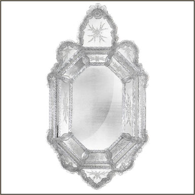 Traditionally-Shaped Venetian Mirror With Murano Glass Flowers