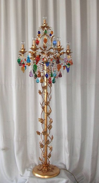 Floor lamp with multicoloured Murano glass fruits