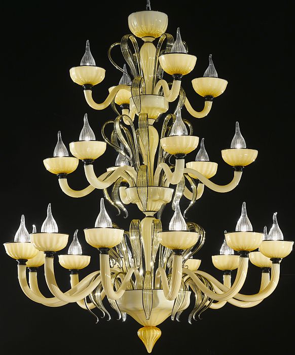 "Epoque" 22 light champagne Murano glass chandelier