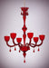 Red Venetian style chandelier with 6 lights