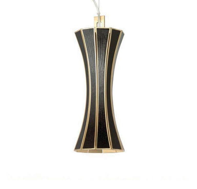 Chic black leather and brass suspended spotlight