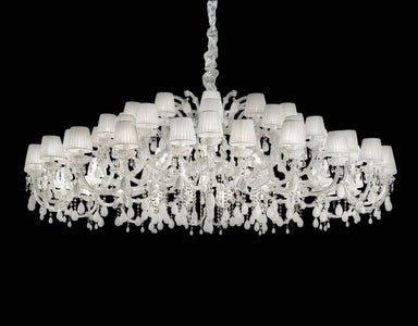 60 Light Chandelier with White Organza Shades