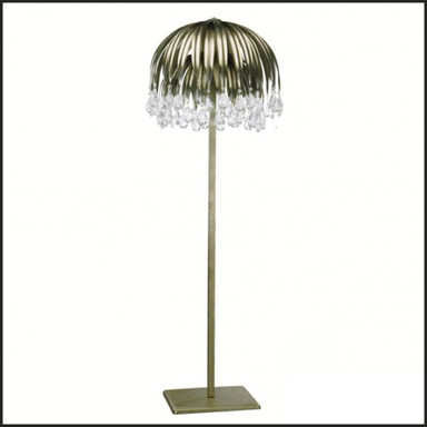 Silver floor lamp with glass crystals