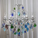 Murano glass chandelier with blue, green, and crystal fruits