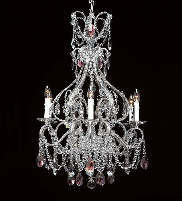 Traditional silver leaf crystal chandelier