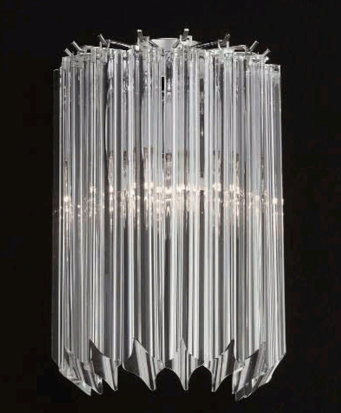 Venetian glass wall light with prismatic Murano glass rods