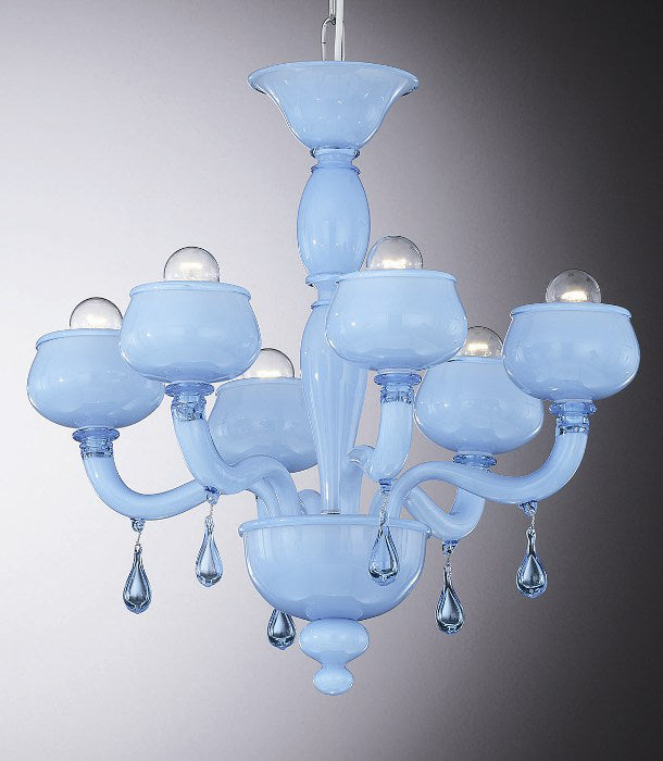 Sky blue "incamiciato" chandelier