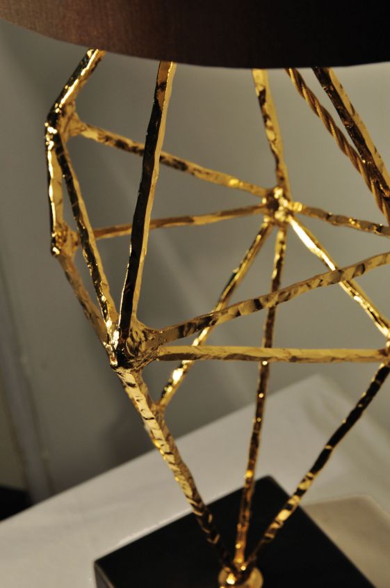 Beautiful Gold Plated Metal Caged Table Light
