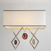 Brass Structural Ceiling Pendant with Natural Agate Pendants and an Ivory Shade
