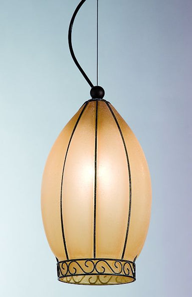 Amber Murano glass ceiling pendant with 'scavo' finish