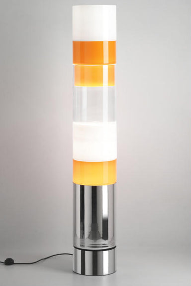 Orange, white and clear Murano glass cylinder light for floor