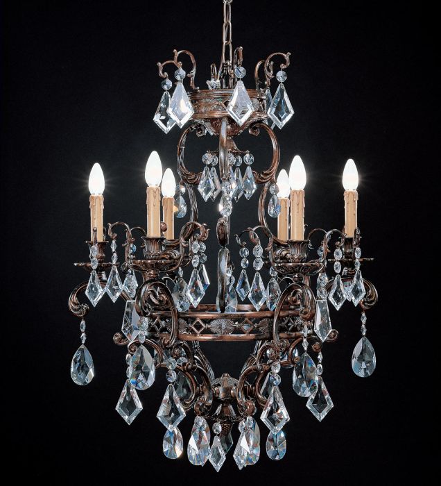 6 light chandelier with hand-cut Turkish crystals