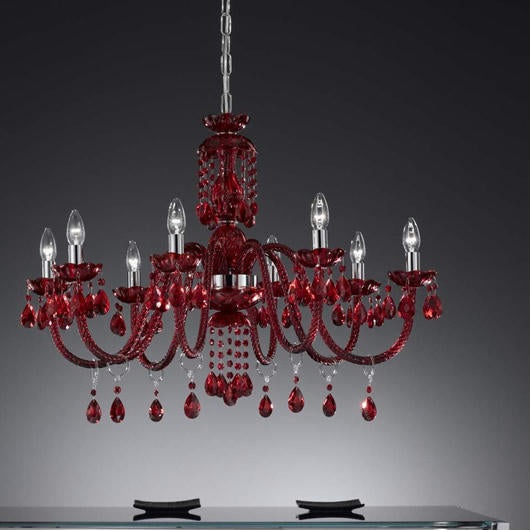 Red white or black Italian glass or Bohemian crystal chandelier