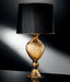 Amber Venetian glass table lamp with black shade