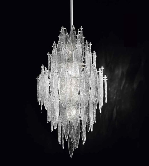 Modern Murano glass & LED ceiling pendant in 6 finishes