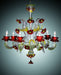 Murano glass chandelier with red and yellow flowers