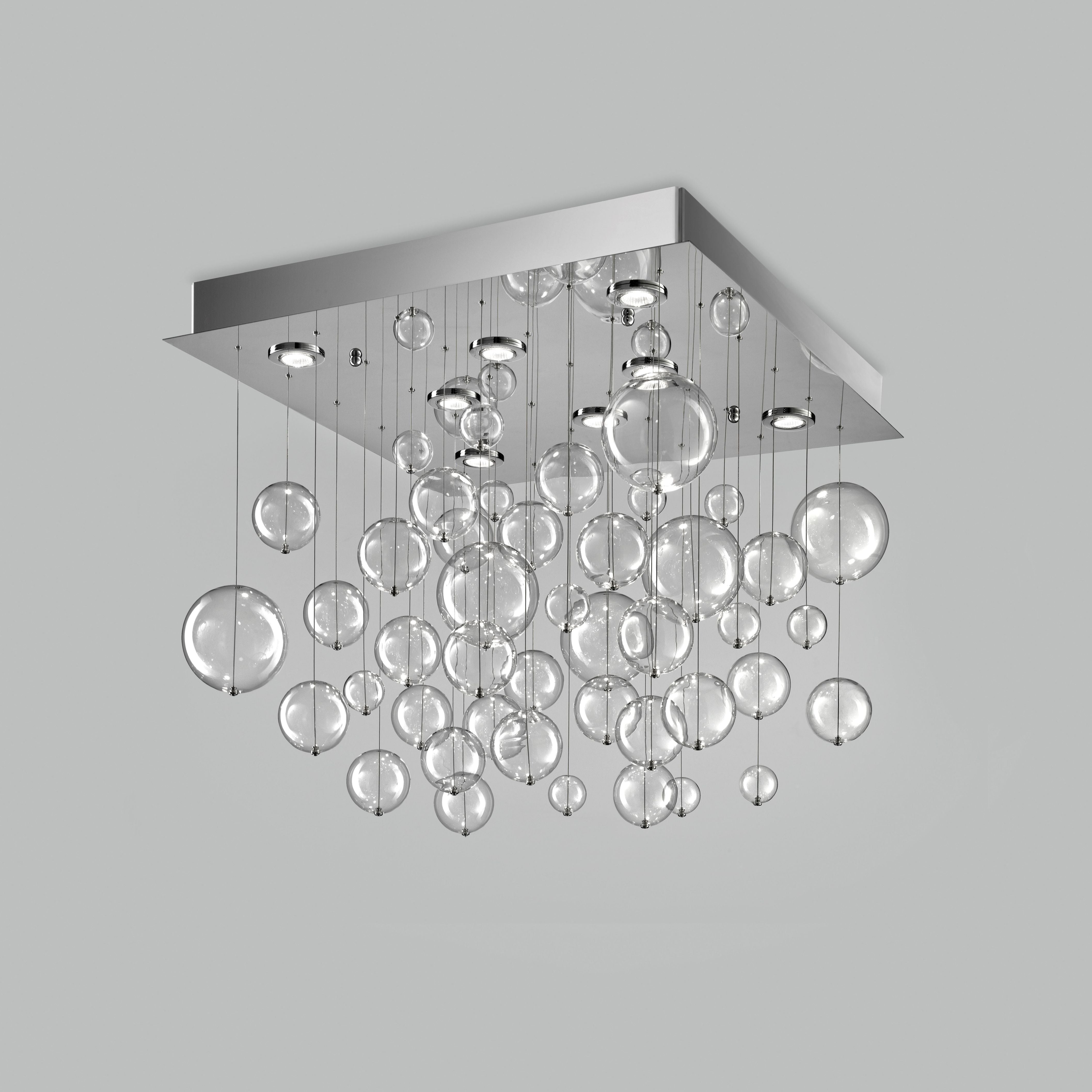 Glass globe modular pendants with square base