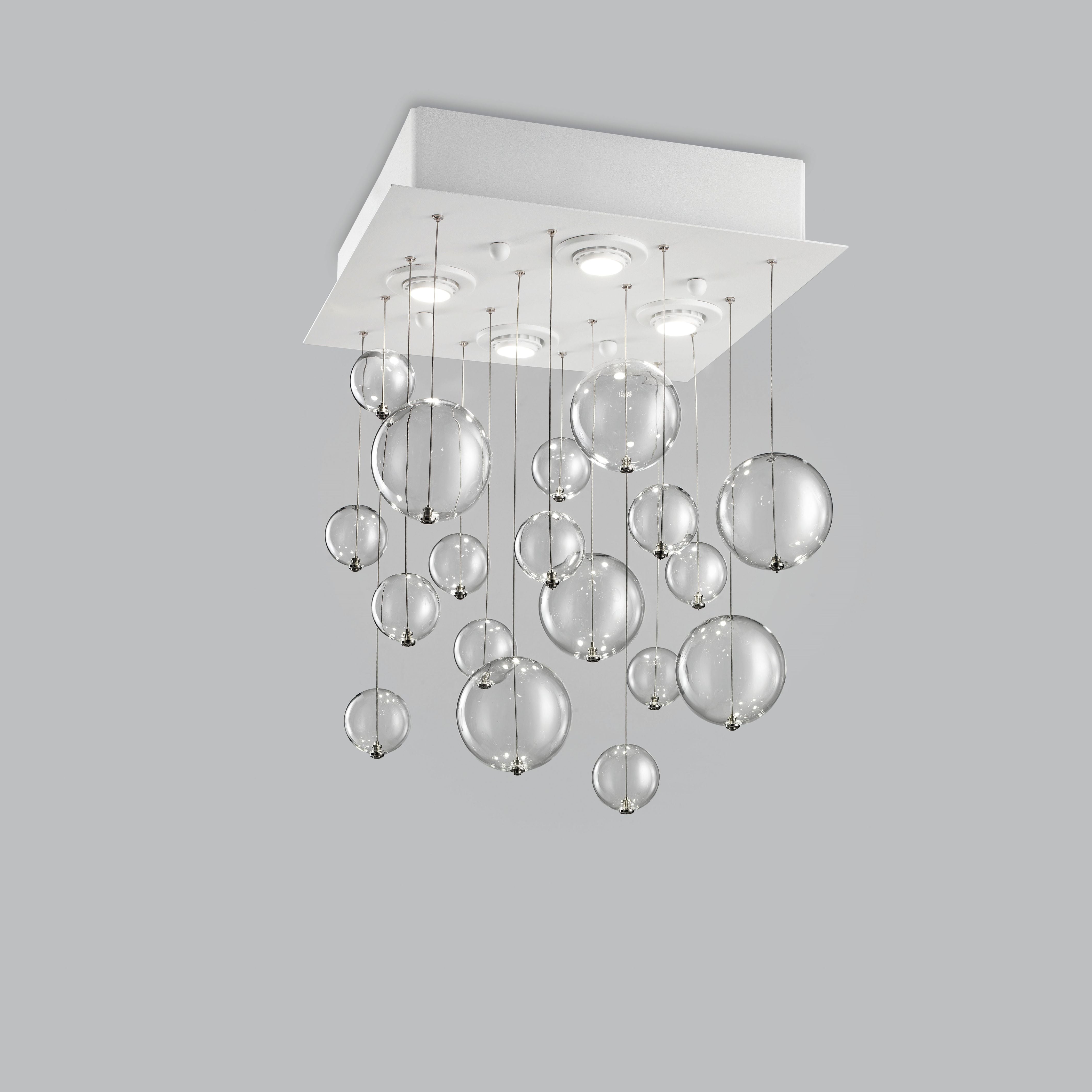 Glass globe modular pendants with square base