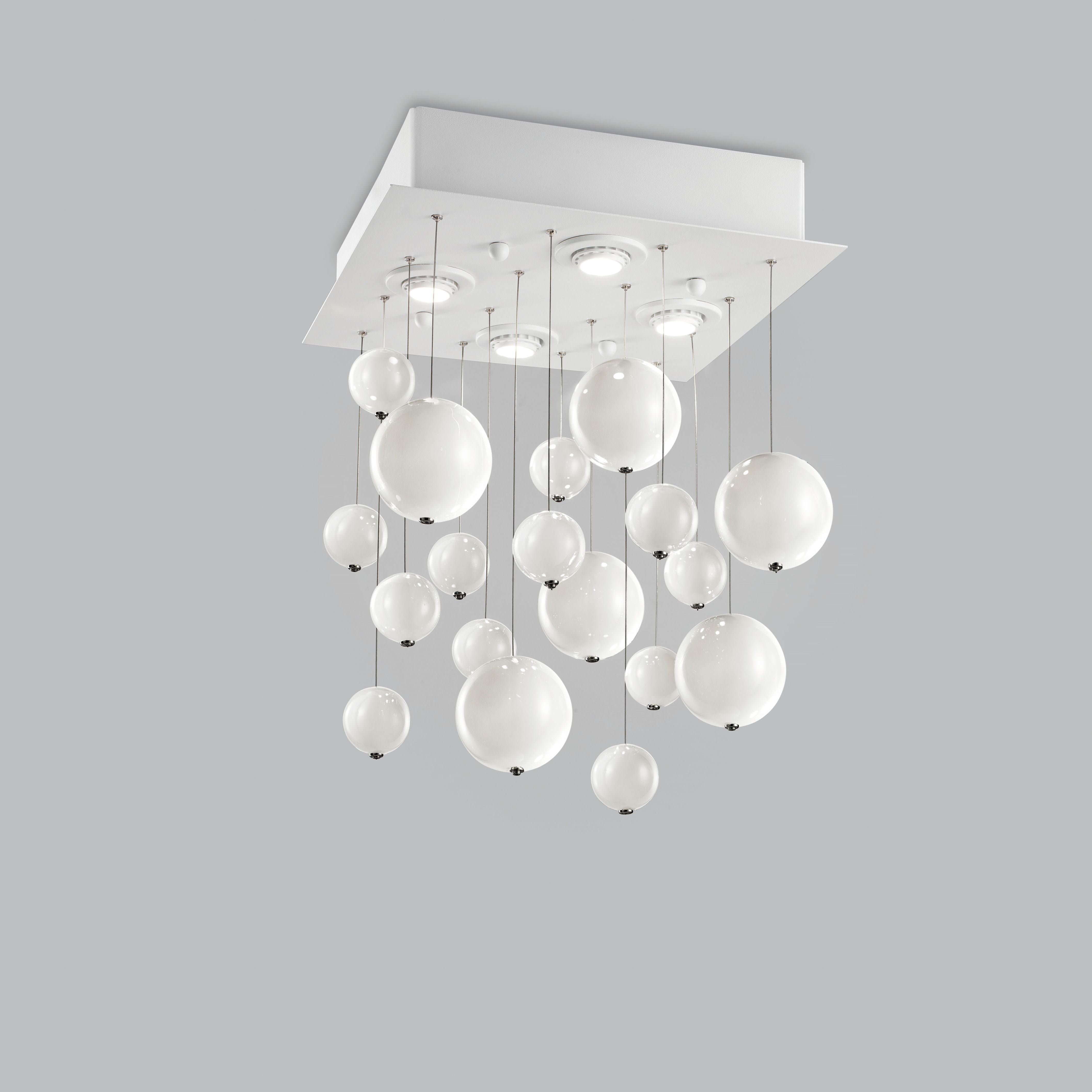 Glass globe modular pendants with square base