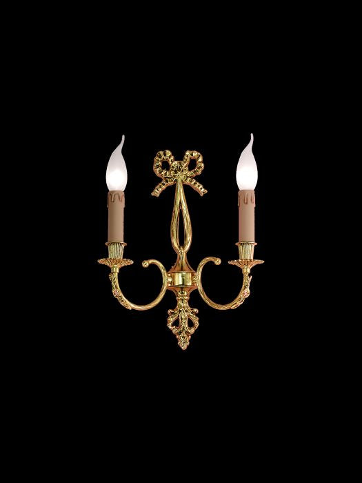 2 light brass wall sconce in the Louis XVl style