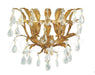 Gold Metal and Glass Crystals Wall Light with Leaf Design