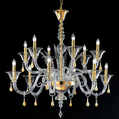 Handcrafted Murano crystal and gold chandelier