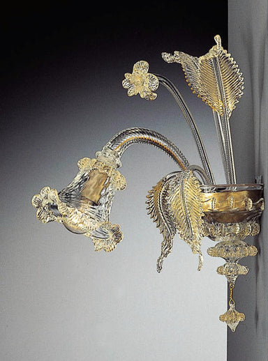 Murano glass wall chandelier with floral decoration