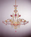 Murano Chandelier with pink roses and 24 carat gold